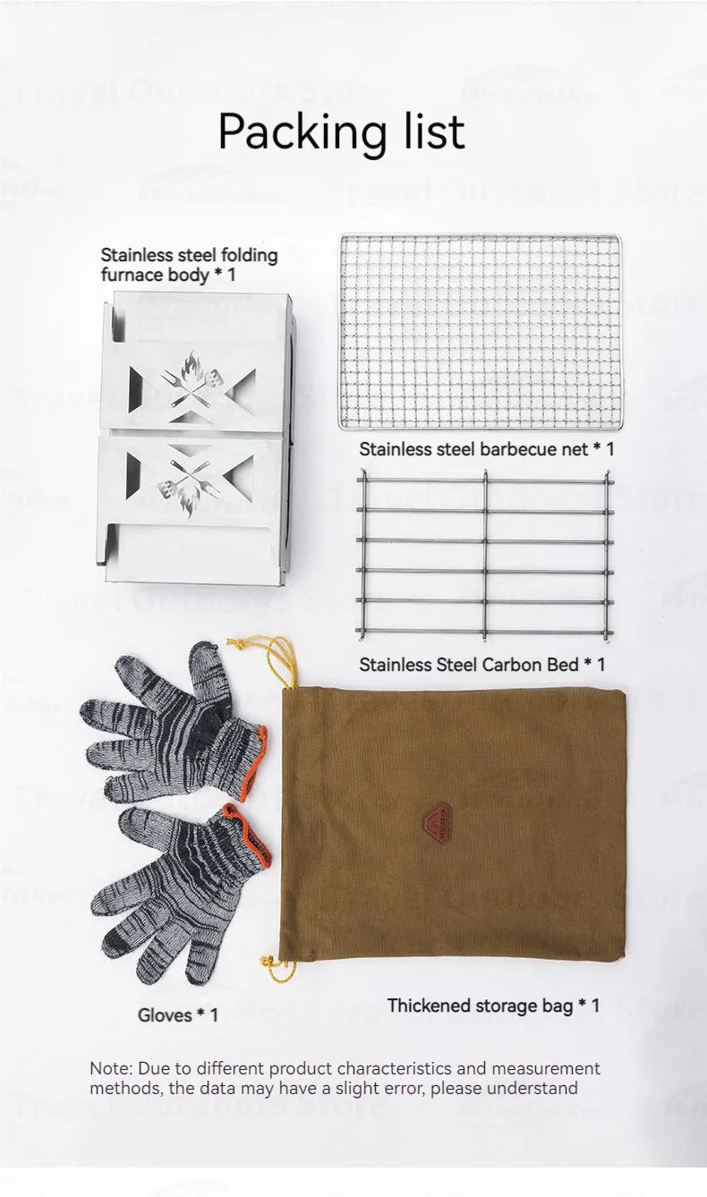 3F UL GEAR Camping Folding Firewood Stove All-In-One Style Tabletop BBQ Furnace 2.2kg Ultralight Outdoor Cooking Equipment Oven