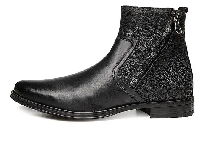 2026 Spring Autumn Ankle Boots Fashion Male Cow Genuine Leather Shoes Dual Zip Leisure Leather Boots Motorcycle Shoes Boys A049