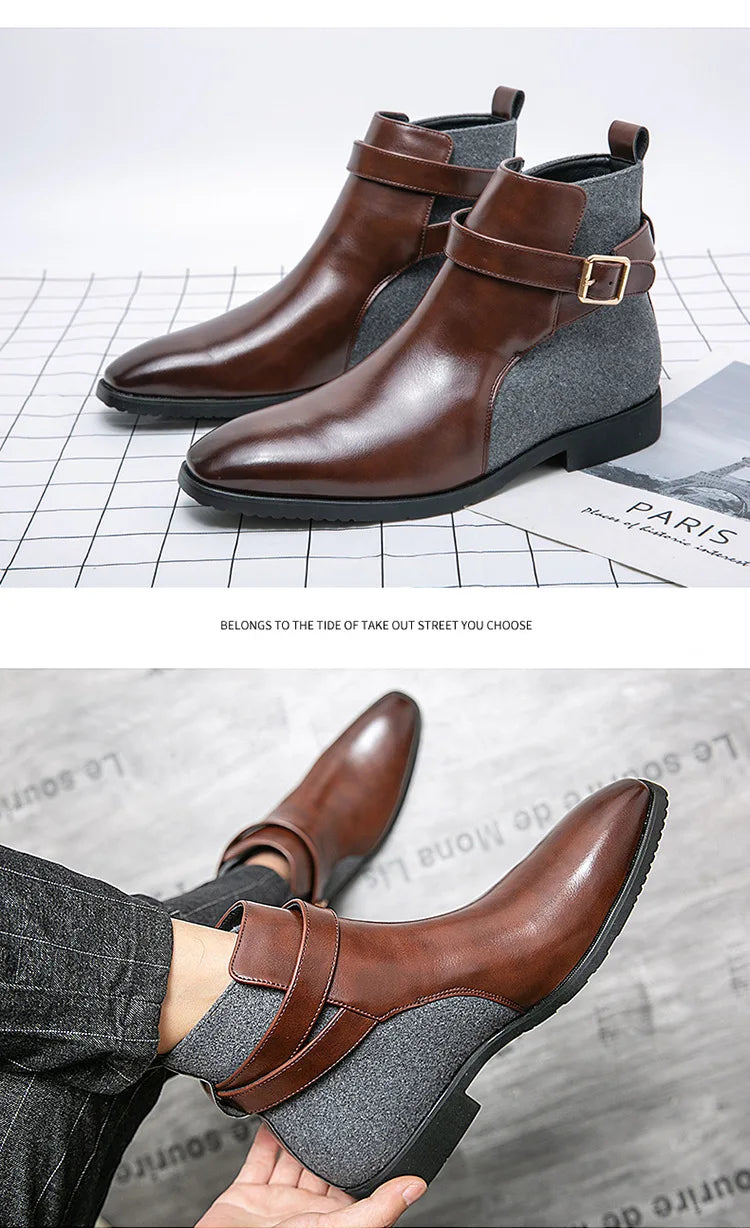 2024 Autumn New Men's Fashion British Style Casual Retro High-top Leather Shoes Men Large Size 39-48
