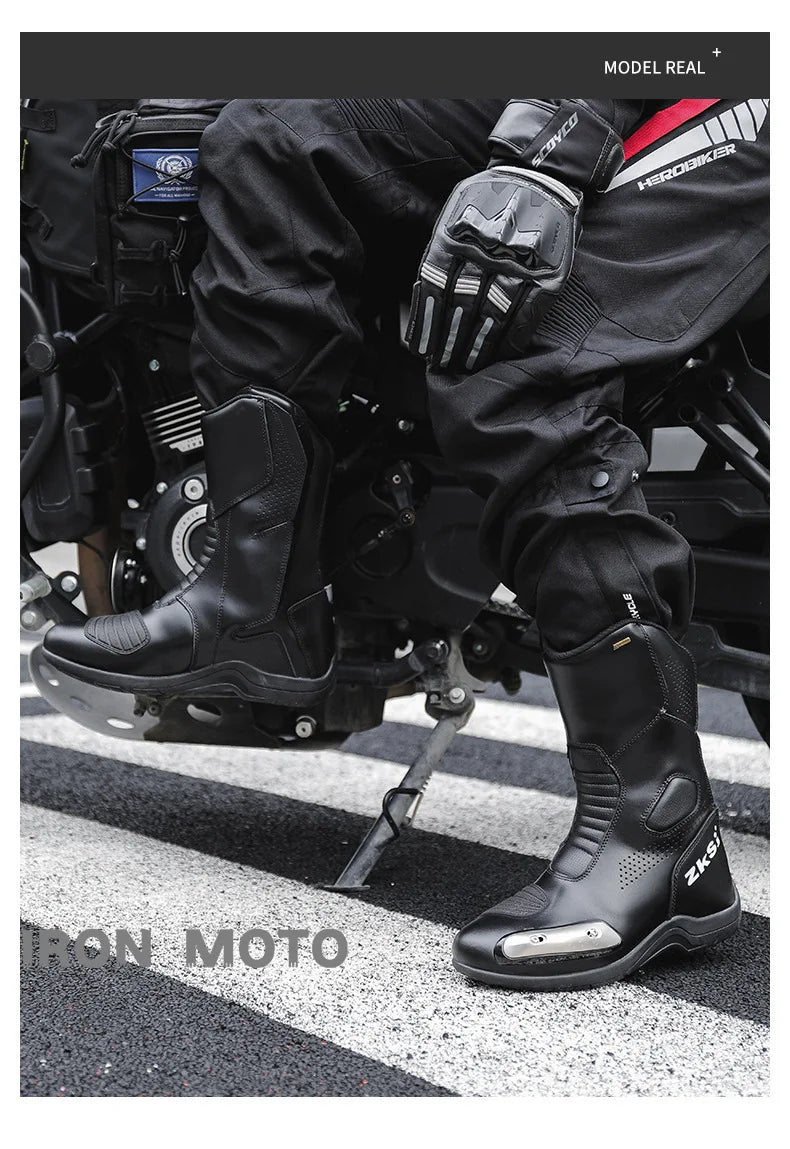 Motorcycle Shoes Full Leather Motocross Boots with Shifter Guard Cafe Boots Enduro Boots for Touring&hiking Moto Protection Gear
