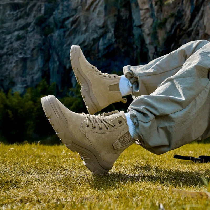 Non-slip Man Ankle Botas Non-Slip Outdoor Motorcycle Boots Versatile Leisure Snow Boots Street Style Mens Leather High Top Shoes