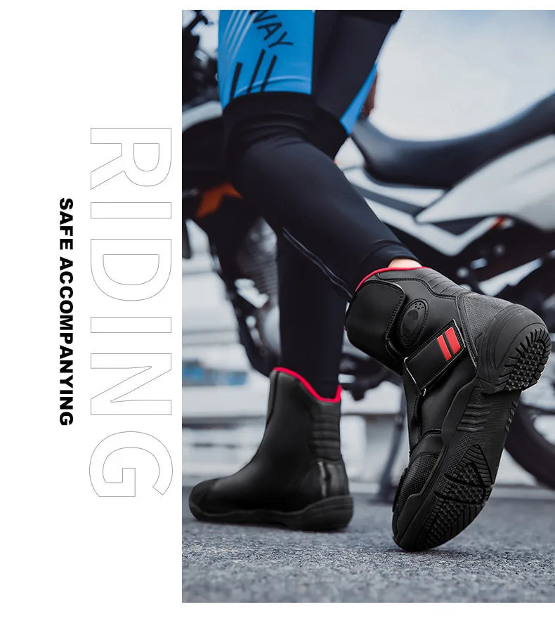 Motorcycle Boots Waterproof Leather Motorbike Protective Boots Motocross Riders Gear Men Women Moto Cycling Shoes Non-slip