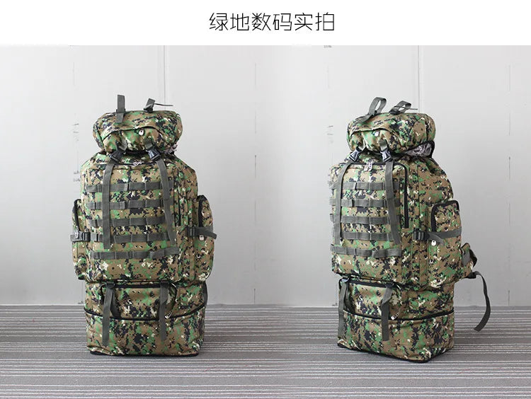 70-100L Outdoor Camping Travel Sports Backpack Military Camo Tactical Bag Large Capacity Waterproof Hiking Mountain Climbing Bag