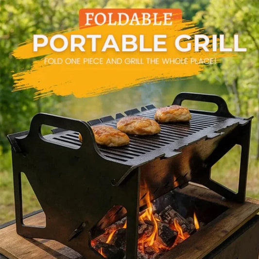 Outdoor Camping Folding Barbecue Stainless Steel Portable Charcoal Barbecue Grill Outdoor Camping Tools Durable with Handles