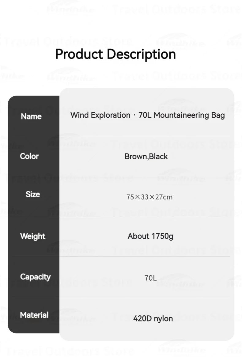 Naturehike Outdoor Backpack 70+5L Large Capacity Trekking Bag Backpack 420D Nylon Camping Hiking Travel Backpack With Rain Cover