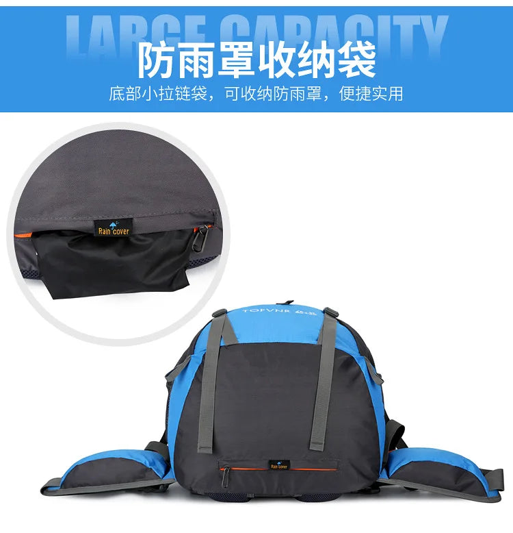 2025 cross-border outdoor hiking bag shoulder hiking sports bag waterproof bag backpack large capacity polyester backpack a001