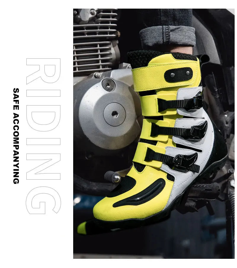New Motorcycle Boots Men's Outdoor Sports Motocross Protective Boots Motos Slip Resistant Riding Shoes Motorcycle Accessories