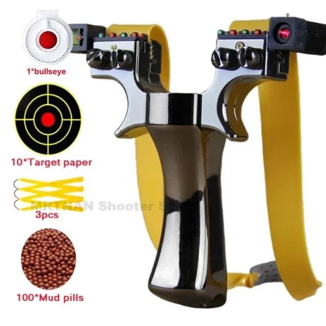 Powerful Laser Slingsshot Upgrade Outdoor Shooting Catapult Double Screw Quick Pressure Rubber Band Hunting Slingshot