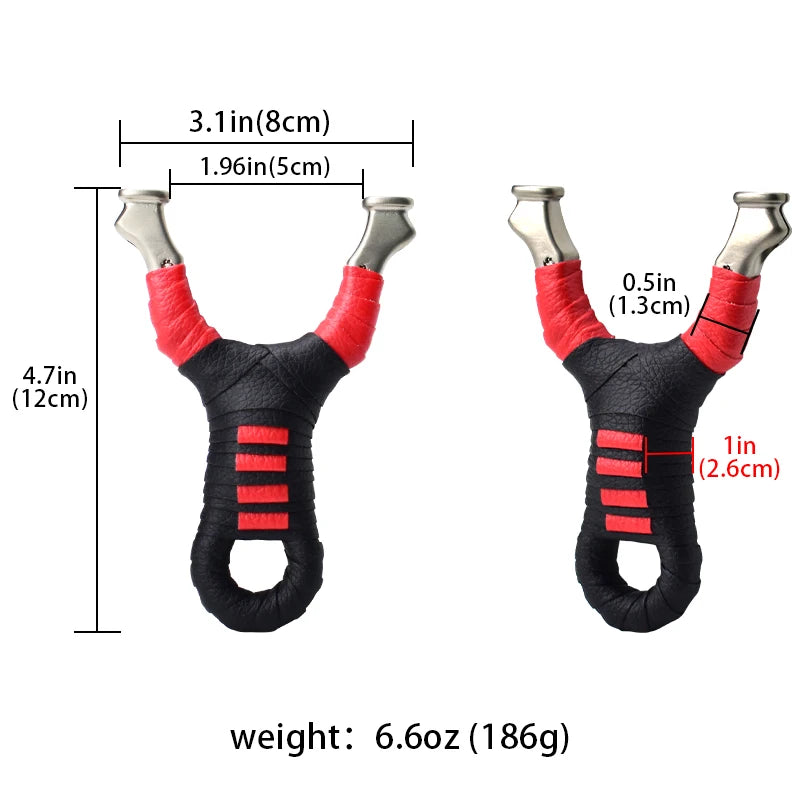 New Style Stainless Steel Powerful Slingshot with Tube Rubber Band Mud Balls Slingshot Catapult Bag for Hunting Outdoor