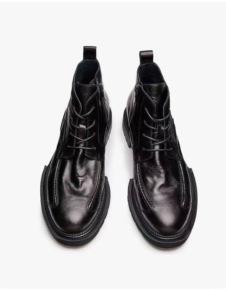 Motorcycle Riding Boots Genuine Leather British Leather Boots High Top Shoes Handmade Retro Men Leather Work Boot