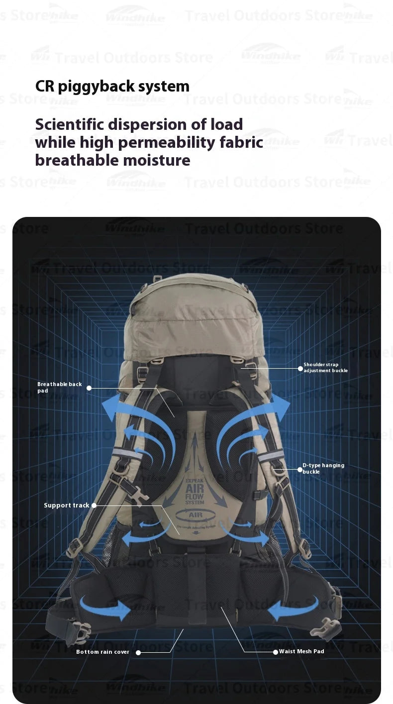 Naturehike 70+5L Backpack Professional Outdoor Climbing Hiking Travel Big Capacity Mountaineering Camping Support System Bag