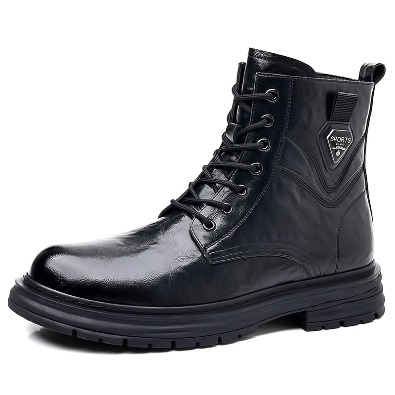 High Quality Brand Men's Leather Casual Shoes Outdoor Workwear Shoes Thick Soled Wear-resistant Men's Motorcycle Boots Handsome