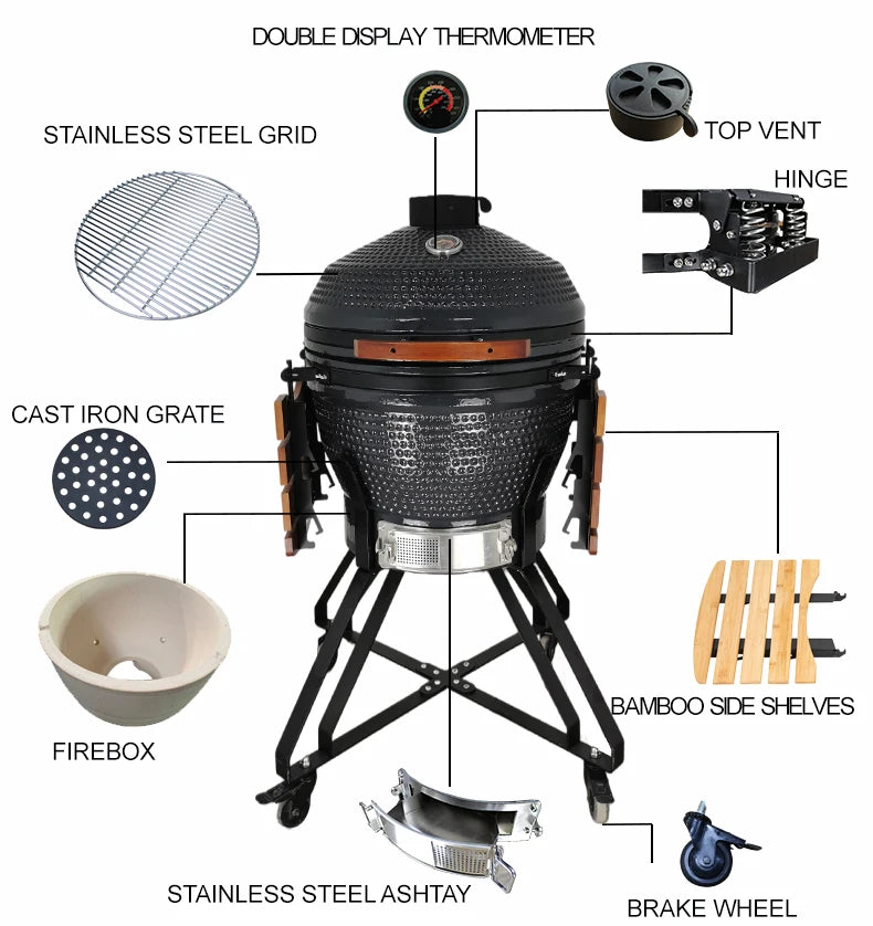 High Quality Kamado 23 Inch Charcoal Kamado Bbq Grill For Outdoor Barbecue Ceramic Bbq Grill
