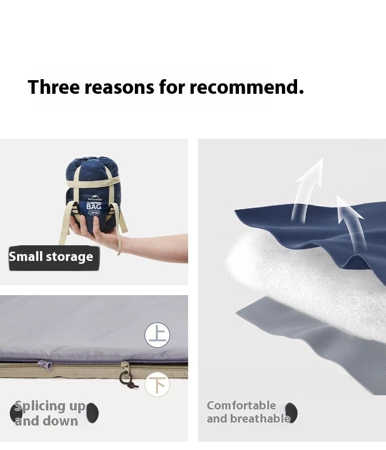 Naturehike 2025 New MINI Sleeping Bag 760g Ultralight Portable Splicing Summer Quilt Outdoor Camping Hiking Cotton Sleeping Bag