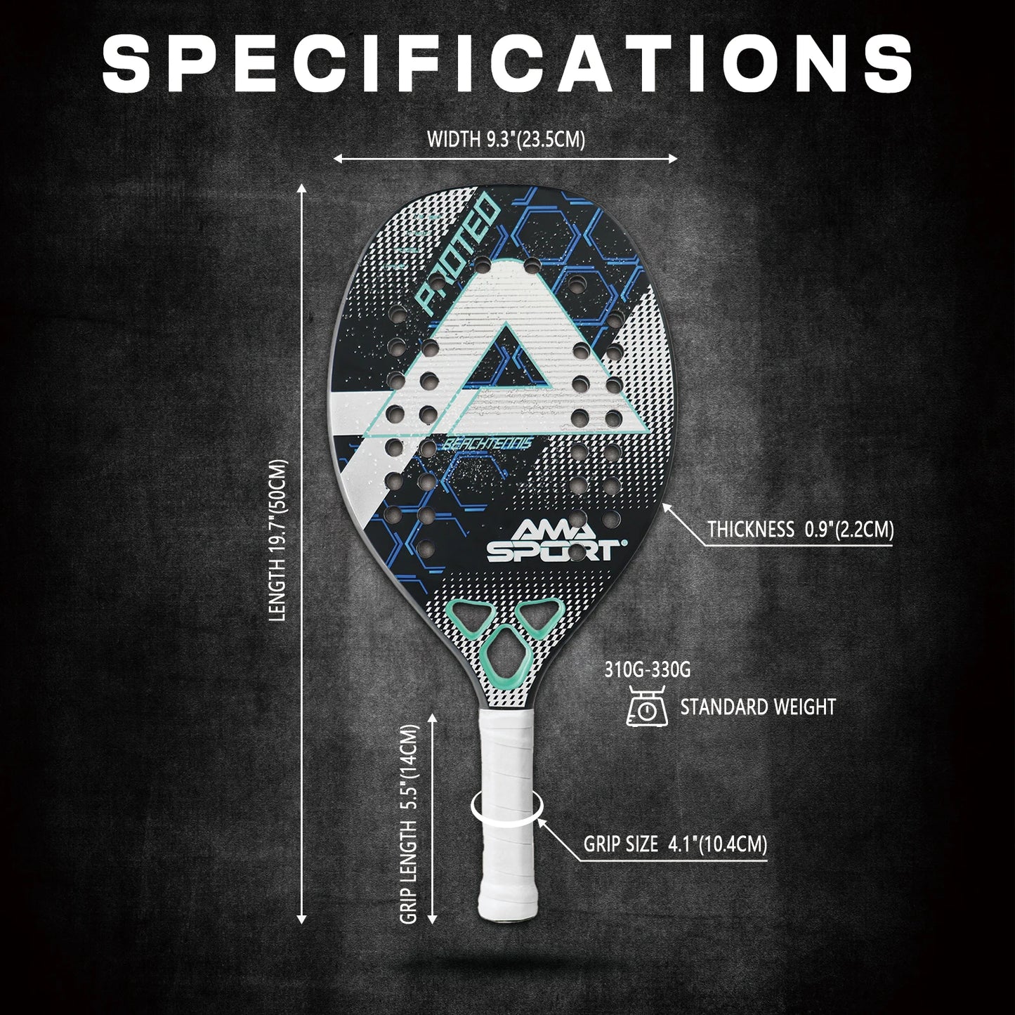 AMASPORT  Beach Tennis Racquet Carbon Fiber Grit Face With EVA Memory Foam Core Beach Tennis Paddles For High-level Players