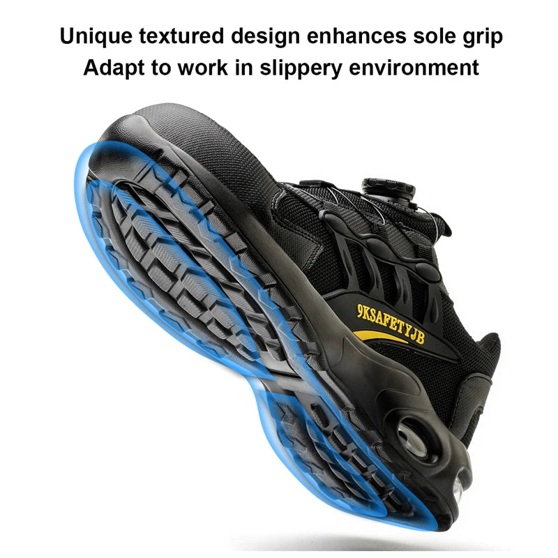 Air cushion Safety Shoes Men Rotating button Fashion Sports shoes Puncture-Proof Indestructible shoes Work Boots Steel toe shoes