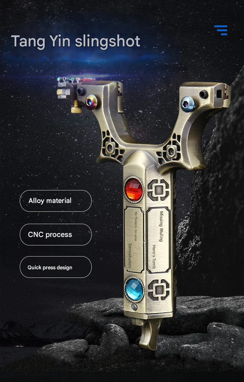 Powerful Alloy Slingshot Outdoor Hunting and Shooting Catapult High Precision Practical Quick Pressure Rubber Band Sligshot