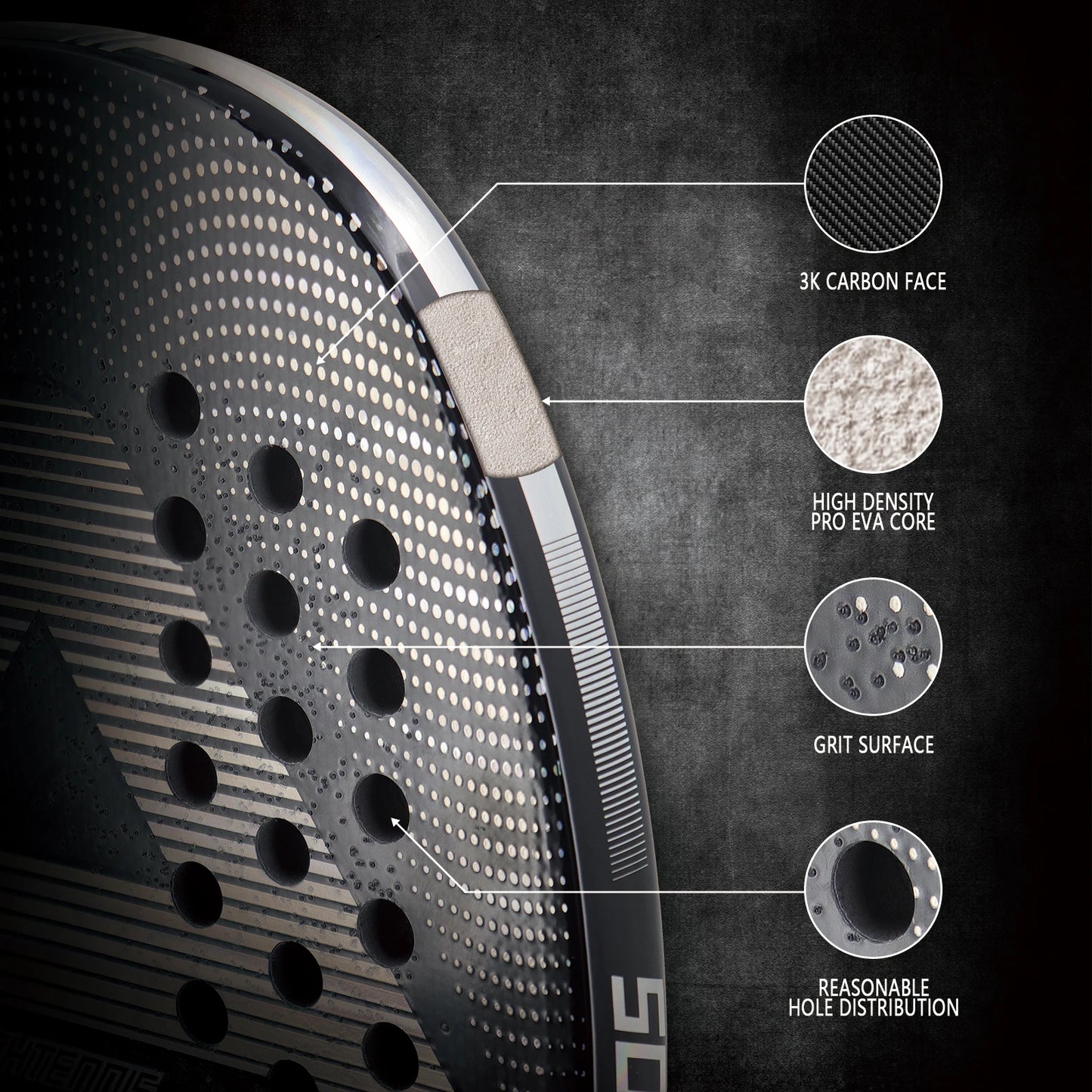 AMASPORT  Beach Tennis Racquet Carbon Fiber Grit Face With EVA Memory Foam Core Beach Tennis Paddles For High-level Players