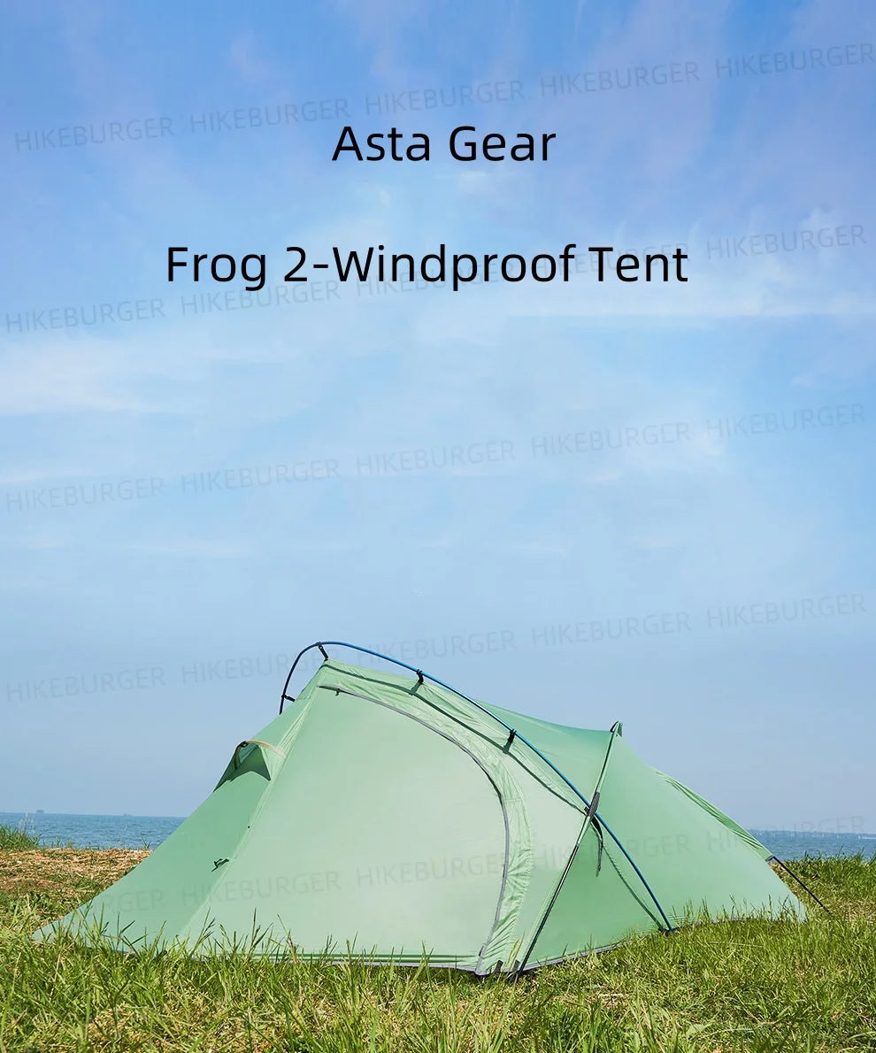 ASTA GEAR Frog2 Windproof Tent Outdoor Camping 2P Silicon Coating Lightweight Tent 10D Nylon Backpack Hiking Windproof Rainproof