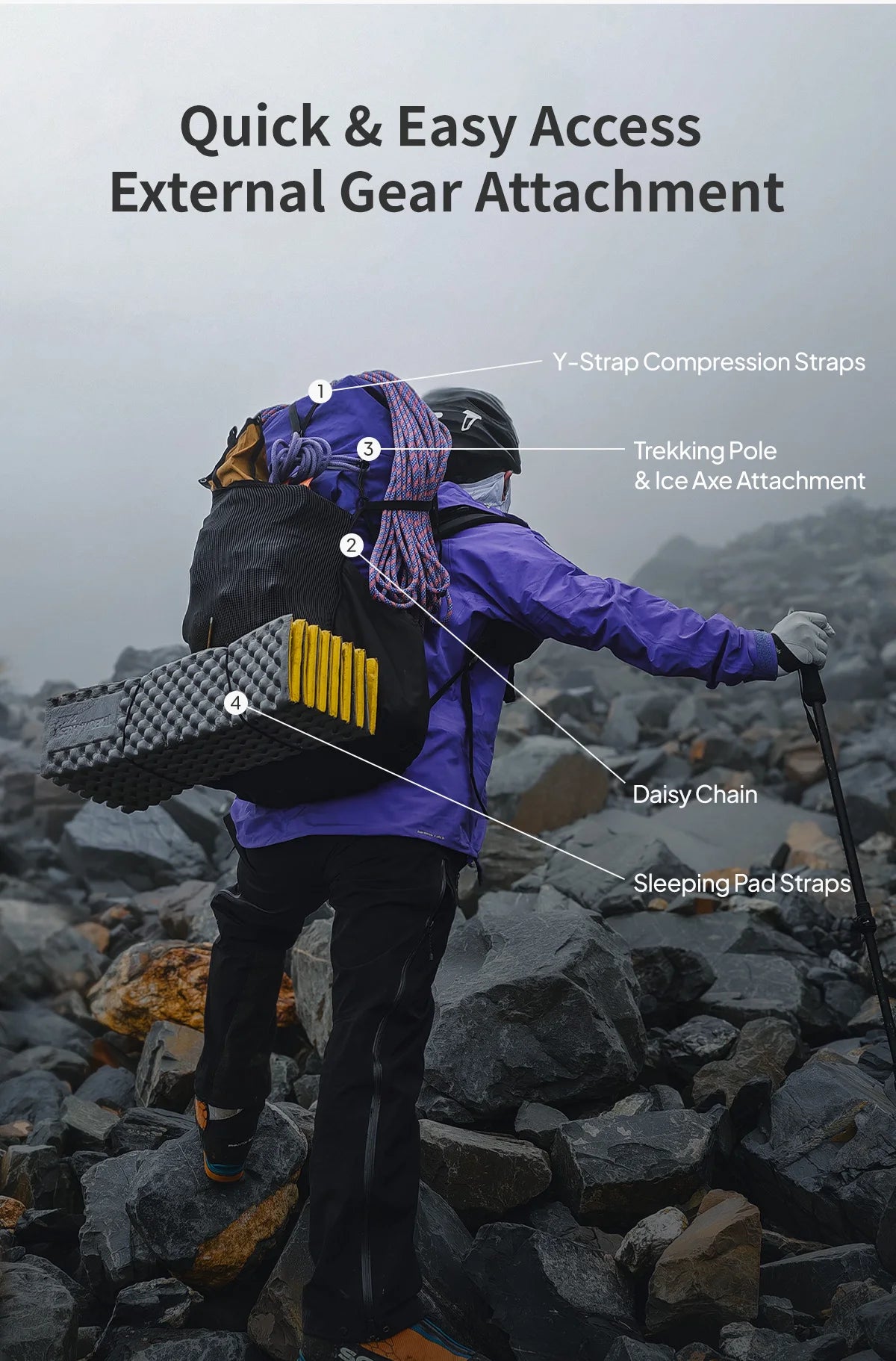 ThousWinds GaleCore 40+10L Lightweight Hiking Backpack Dyneema Trekking Pack Waterproof Bagpack