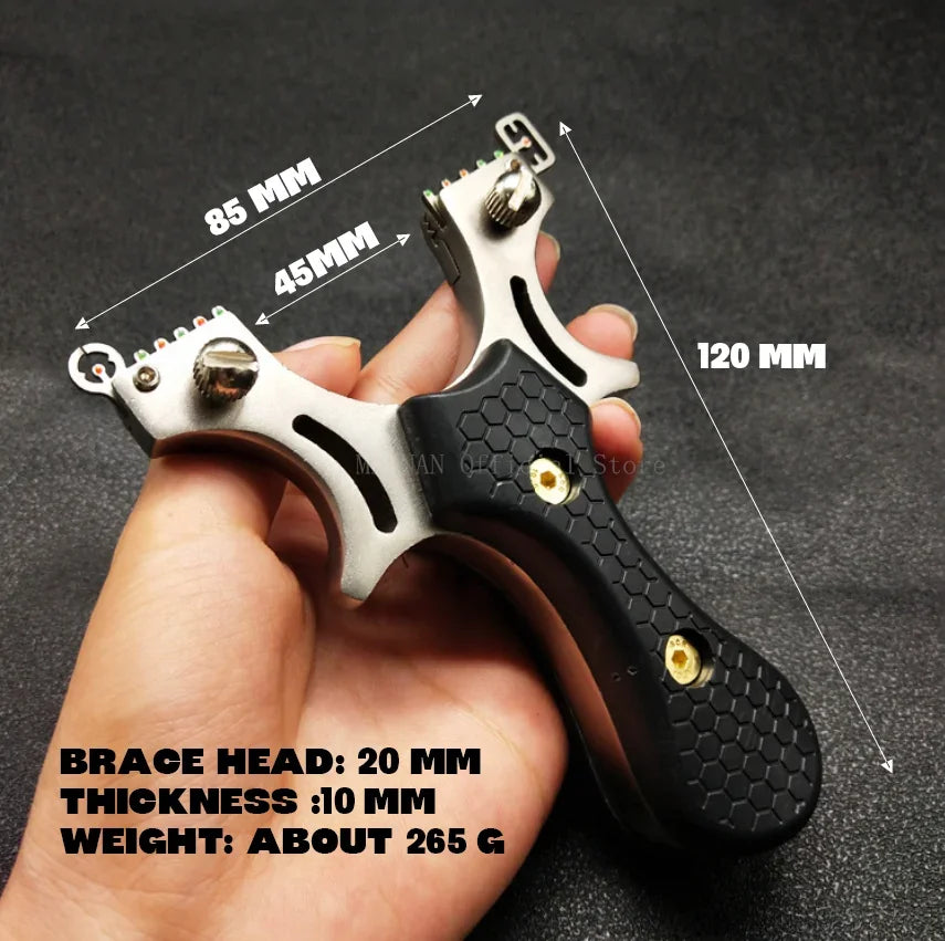 Stainless Steel Slingshot Quick Press Flat Rubber Band Slingshot Outdoor Hunting and Shooting Steel Ball Target Paper Set