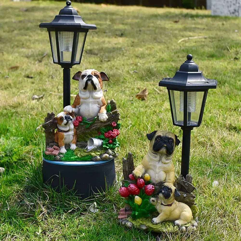 Solar Hexagonal Garden Lamp Resin Cute Figurine Light Animal/ Child/ Gnome Decorative Lamp Lawn Courtyard Garden Decoration