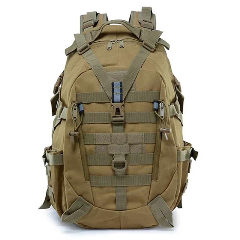 40L Tactical Camping Backpack Reflective Safety Mens Travel Hiking Rucksack MOLLE System Military Style Shoulder Straps Outdoor