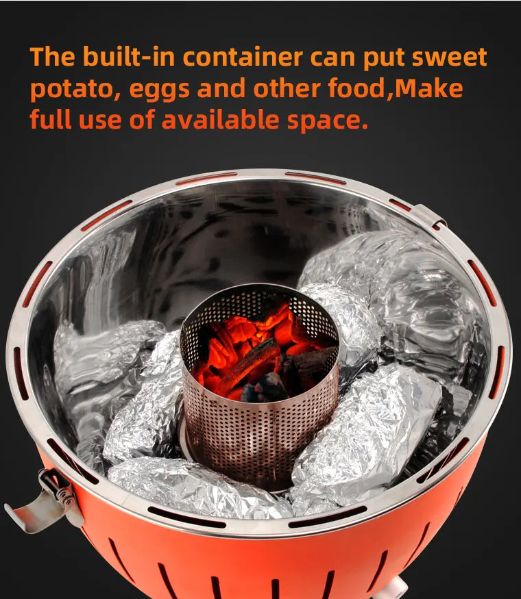 New Design Portable Charcoal BBQ Grill Stainless Steel Turbo BBQ Grill Outdoor