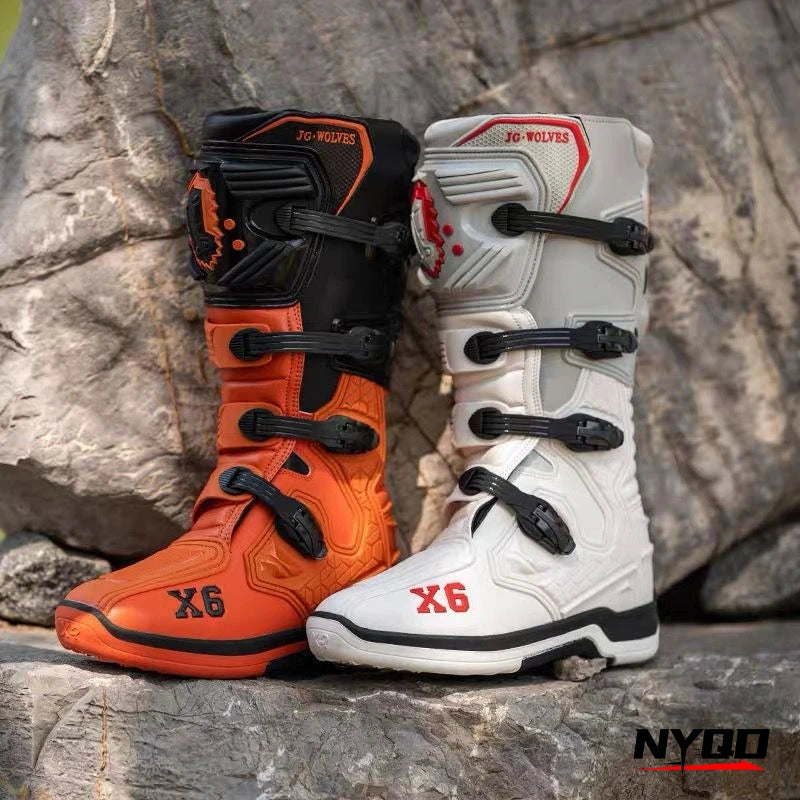 Motorcycle Boot Men Women Riding Mid-Calf Ankle Protective Shoes Moto Motorbike Equipment Racing Long Motorcycle Boots Men