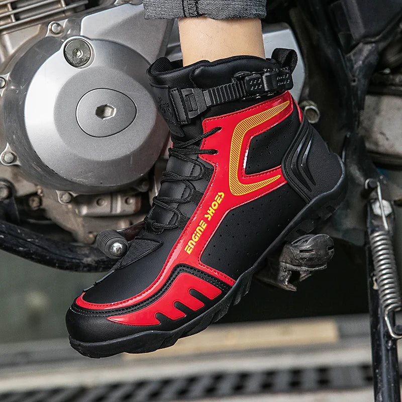 Men Motorcycle Boots Breathable Anti-fall Riders Motorbike Shoes TPU Protection Anti Slip Men's Motocross Bike Riding Boot