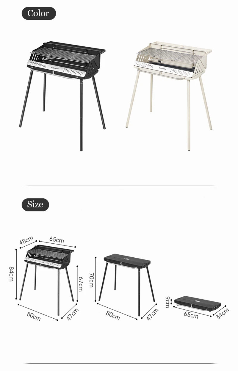 Naturehike Vertical Barbecue Rack Foldable Barbecue Charcoal Grill Stainless Steel Folding BBQ Grill For Outdoor Cooking Camping