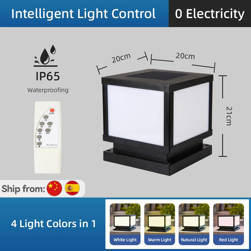 Outdoor Led Solar Garden Lights Dimming Timed Column Light Post Lamp Pillar Light Modern LED for Home Villa Garden Patio Decor