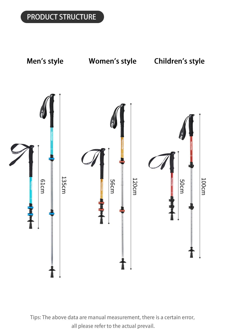 Naturehike Sunny Snow Base Walking Sticks Outdoor Children's Hiking Poles Men Women Camping Cane Ultralight Aluminum Alloy Trek