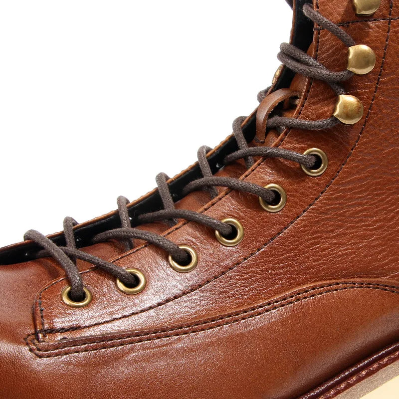 2025 New Vintage Autumn Winter Boots Lace Up Design Male Footwear Cow Real Leather Short Boots Retro Desert Boots Man Shoes A082
