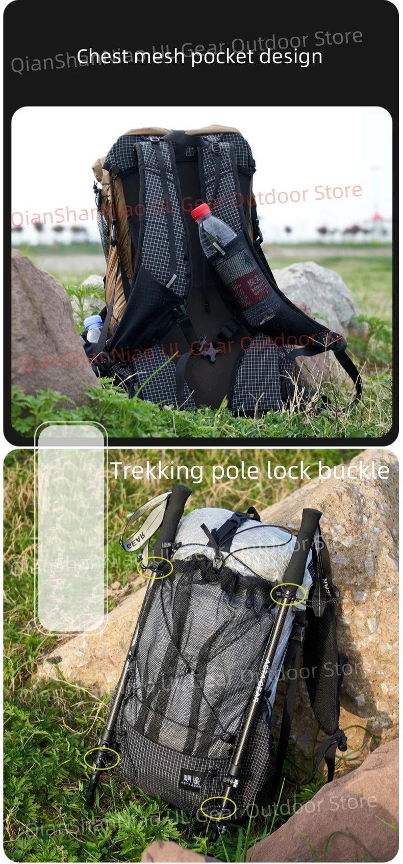 Asta Gear Jianshan UHMWPE Backpack Outdoor Ultralight Backpack Camping Hiking Mountaineering DCF Traveling Backpack