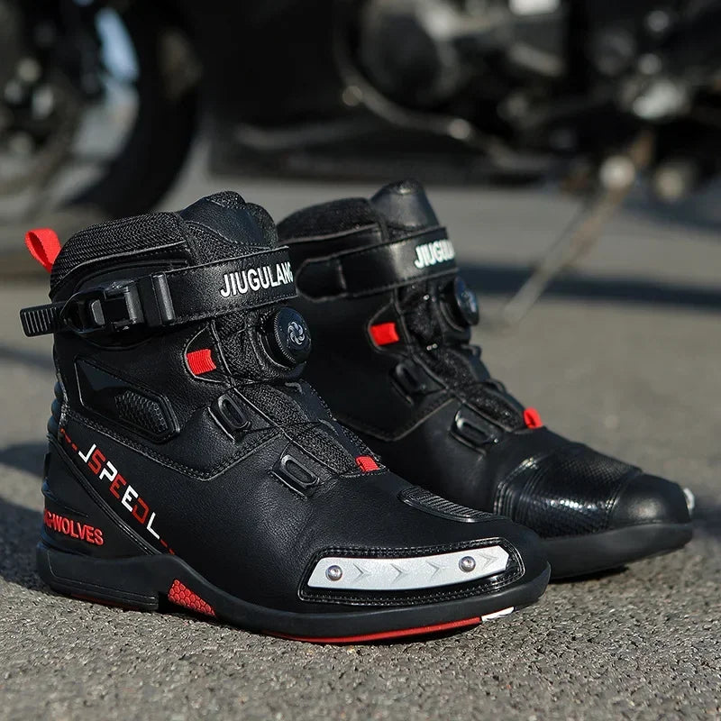2024 New Motorcycle Boots Man Leather Motos Riders Protective Boots Waterproof Non-slip Motocross Mountain Racing Shoes