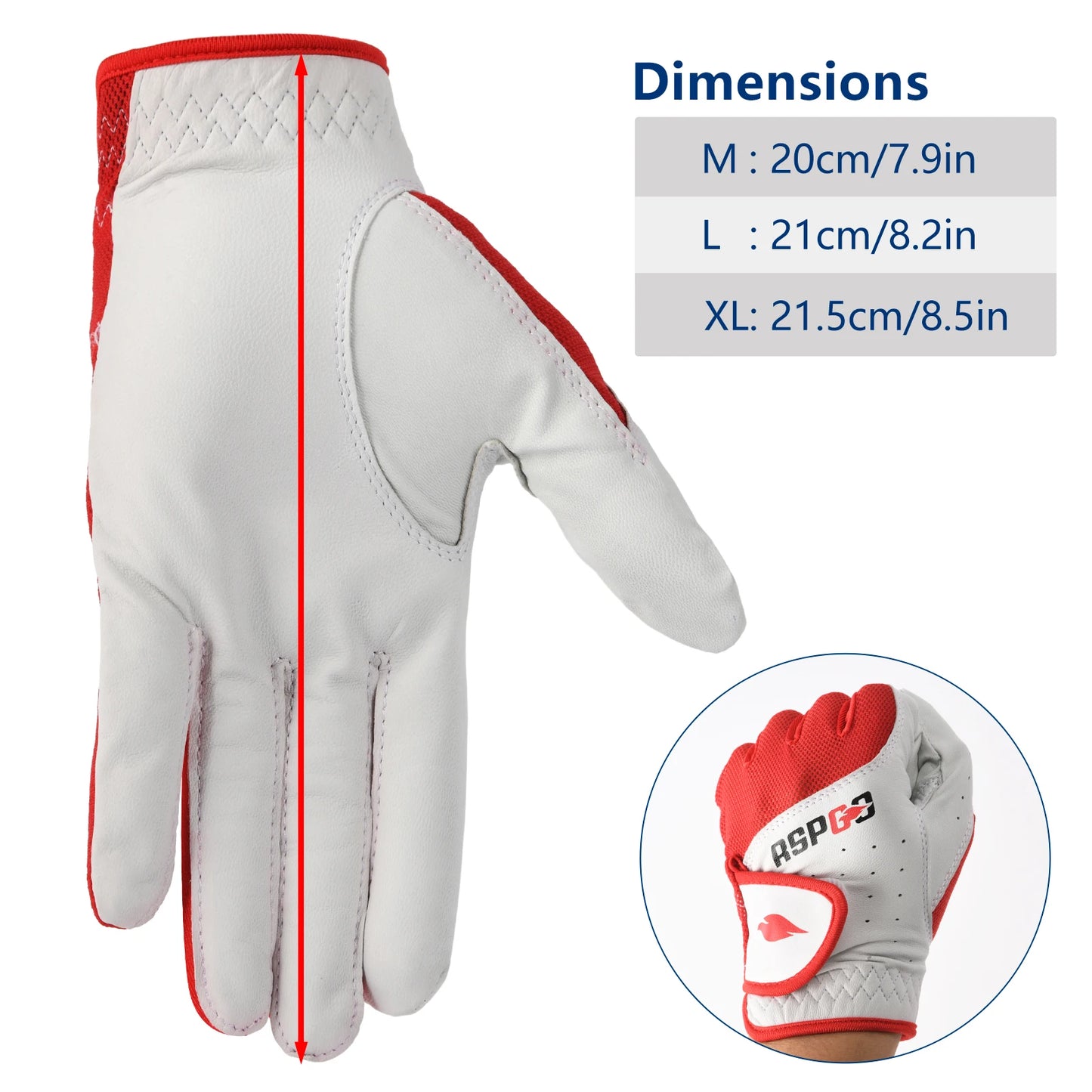 RSPGO Men's and Women's Single Pack Left - Handed Breathable Golf Gloves Crafted from All - Premium Soft Cabretta Leather