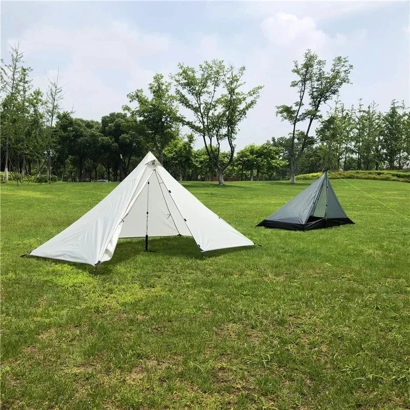 1 Person Ultralight Hiking Camping Tents Backpacking Pyramid Tent Portable Dual Layer Rainproof Rodless Pyramid 4 Season Tent