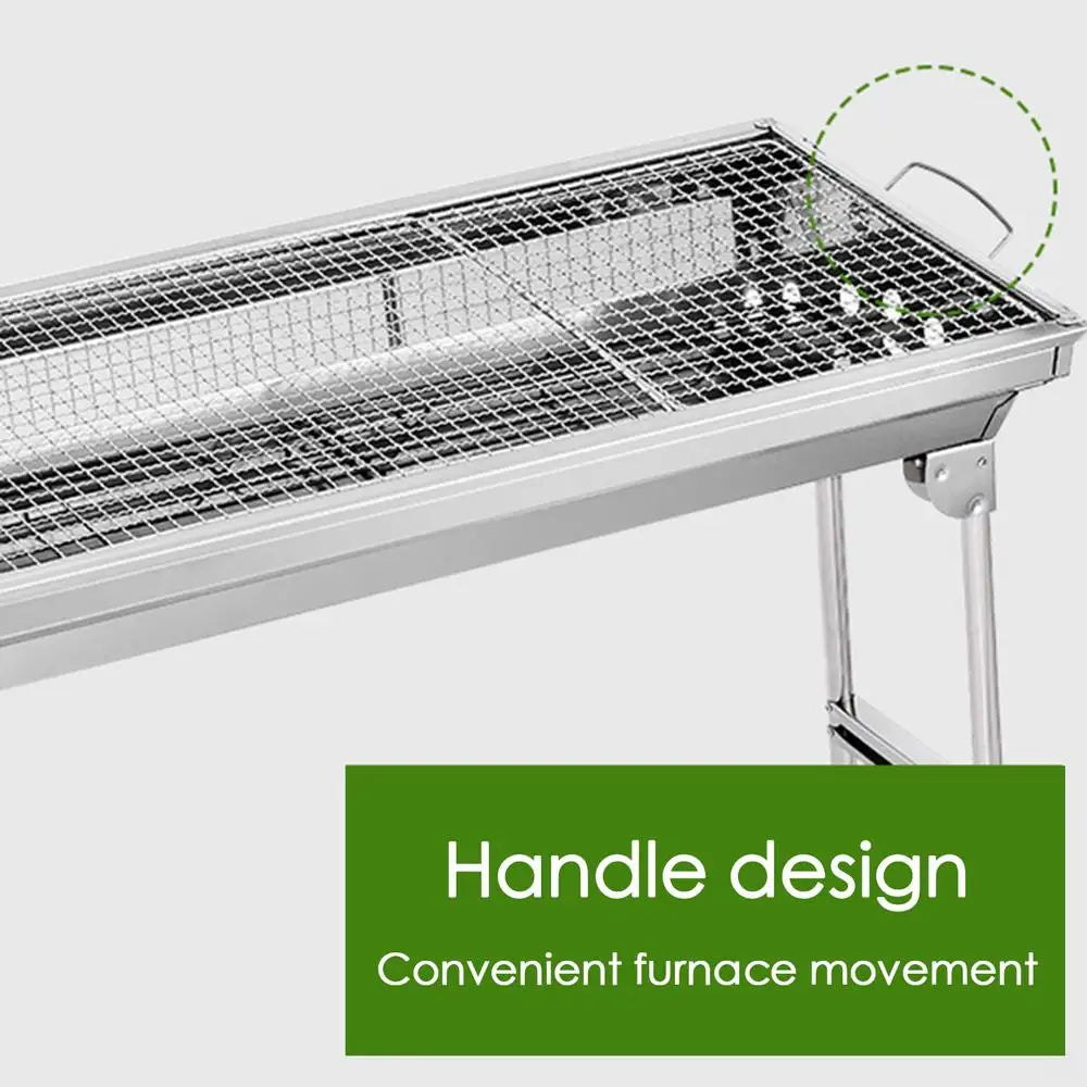 Folding Portable Barbecue Charcoal Grill Stainless Steel Large BBQ Grill Tool For Outdoor Cooking Camping Picnics Beach