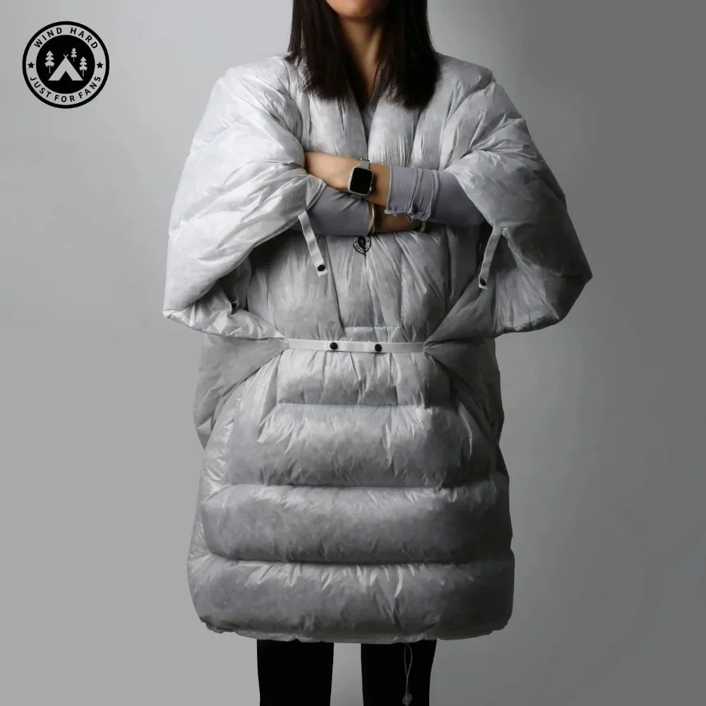 AEGISMAX Wind Hard Tiny Goose Down Sleeping Bag, Ultralight Wearable Quilt for Outdoor Camping, Hiking, Backpacking, Gray,800FP