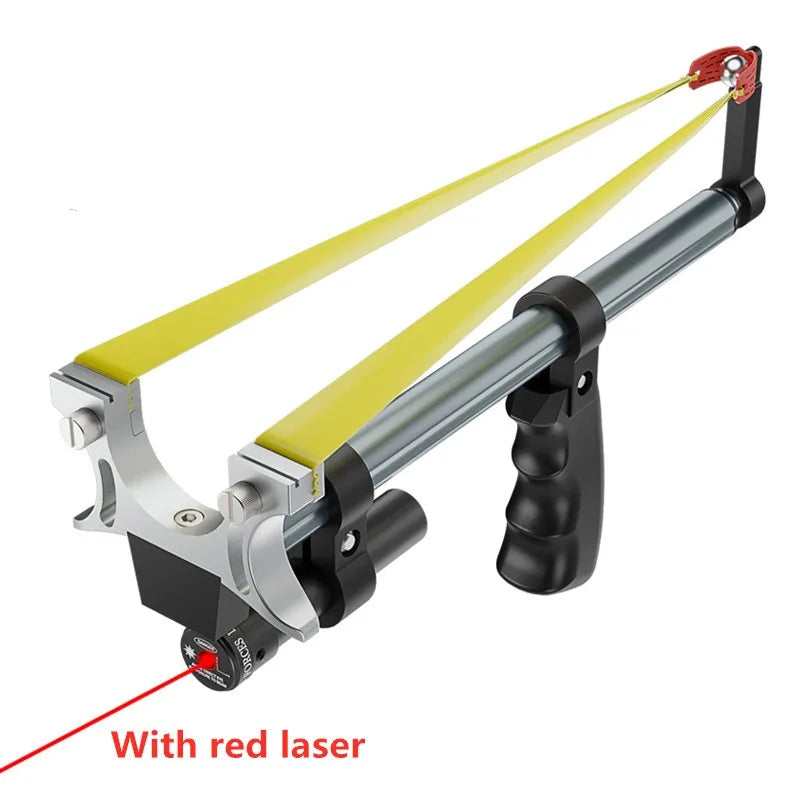 New Laser Aiming Slingshot Powerful Outdoor Hunting Competition Catapult  Use Flat Rubber Band Long Pole Telescopic Slingshot