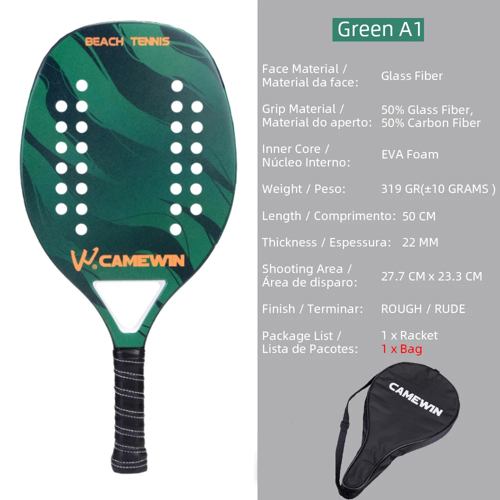 High Quality 3K Carbon and Glass Fiber Beach Tennis Racket Soft Face Tennis Racquet with Protective Cover Ball