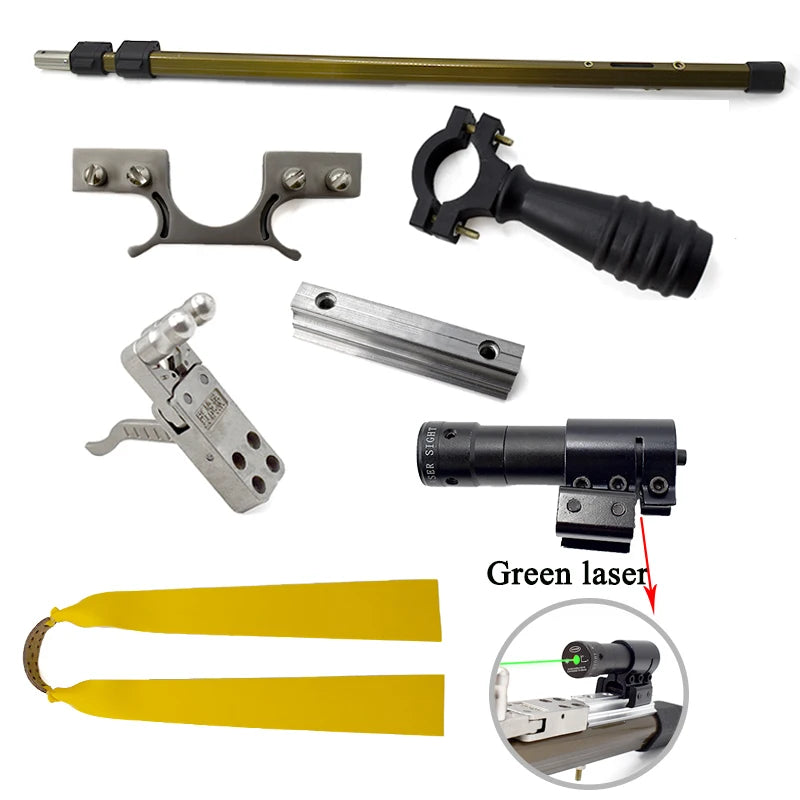 Hunting Slingshot Red and Green Laser High PowerStraight Rod Telescopic Folding Catapult Bow for Outdoor Sports Shooting New