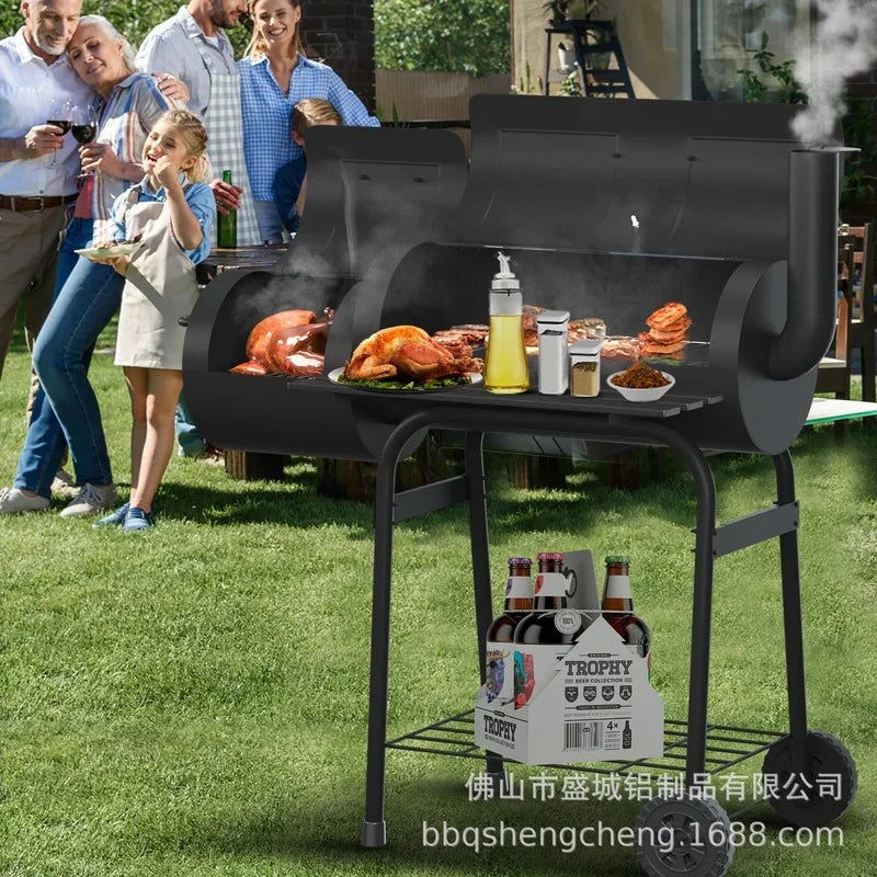 Portable Offset Smoker with Wheels - BBQ Cart for Outdoor Grilling, Versatile Smoking & Barbecue Equipment