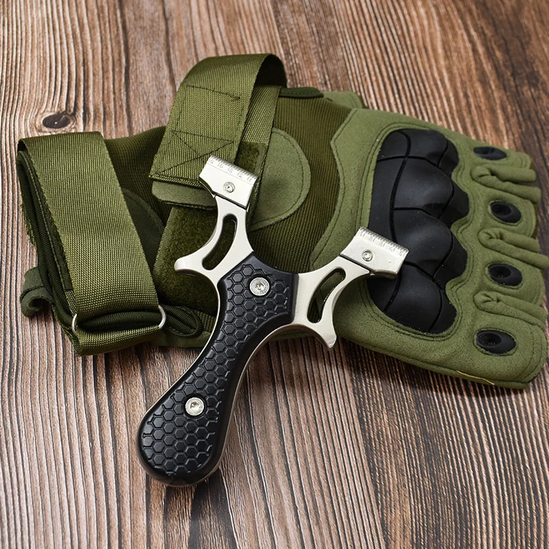 Zinc Alloy Black Embossed Anti-slip Slingshot Professional Sling Shooting High-precision Slingshot Scale Aiming With Rubber Band