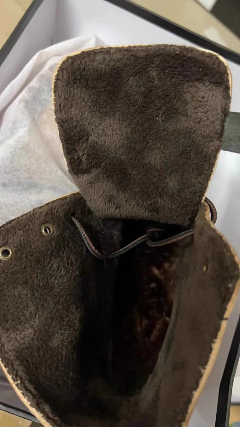 Vintage Mens Round Toe Lace Up High Top Work Safety Shoes Cowhide Genuine Leather Ankle Boots British Motorcycle Riding Boots 45