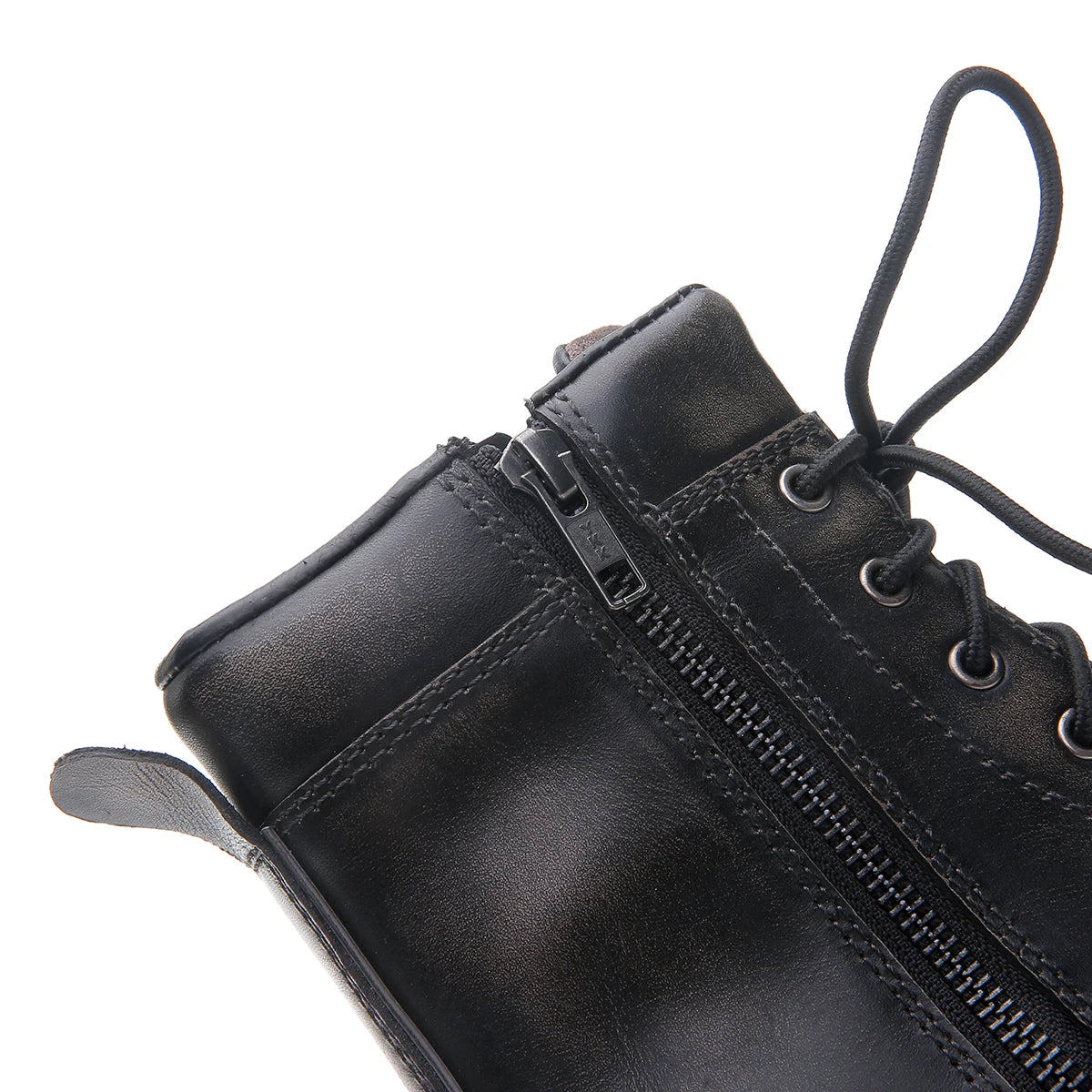 ARCX Men's Vintage Black Genuine Leather Motorcycle Racing Boots, Retro Style Riding Footwear for Men, Durable Cowhide Car Shoe