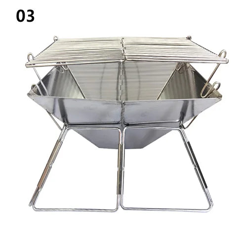 Camping Wood Stove Brazier Camping Fire Wood Heater Portable Folding Hike Barbecue BBQ Charcoal Grill Stand