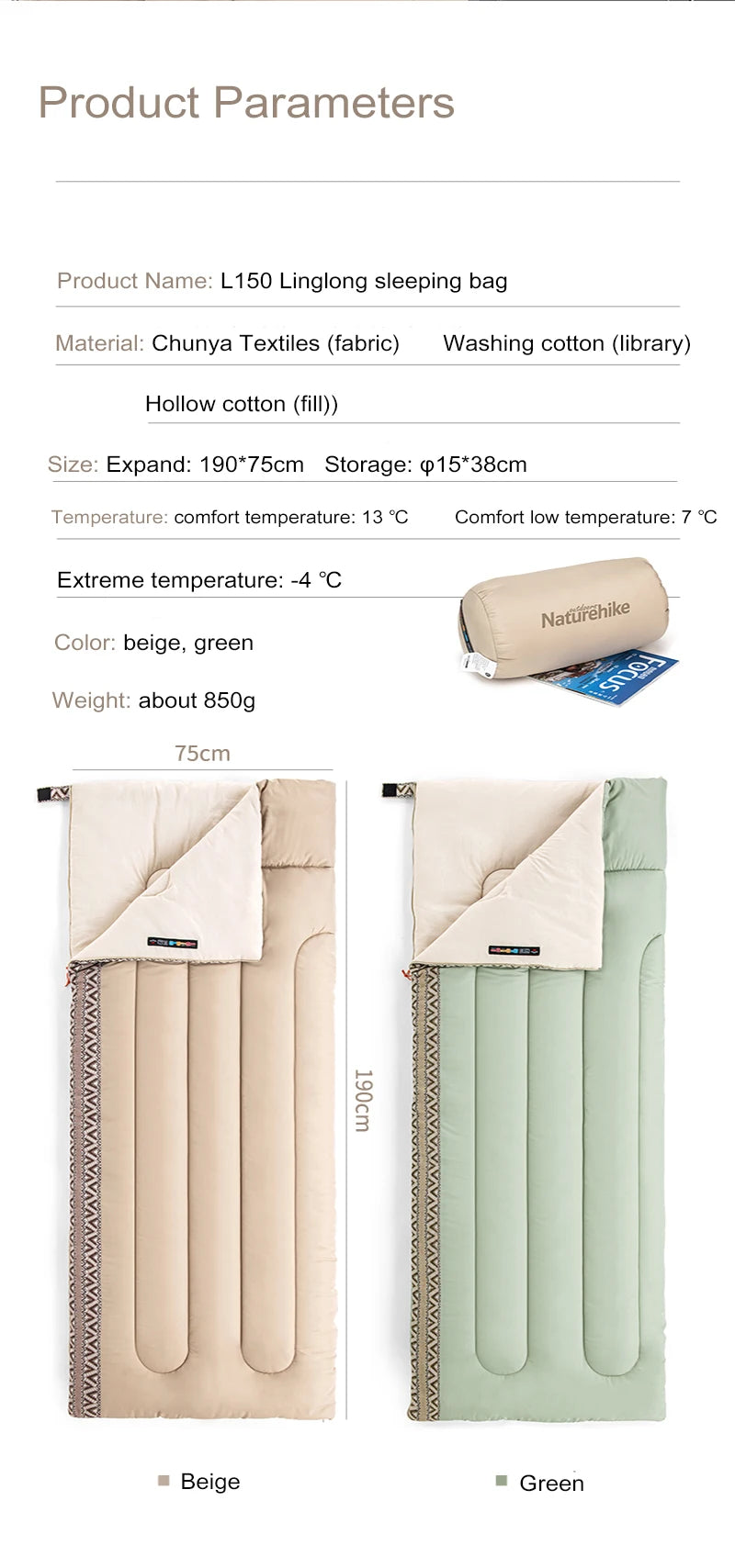 Naturehike Summer Sleeping Bag Ultralight Outdoor Camping Cotton Sleeping Bag Spring Hiking Trekking Travel Camping Supplies