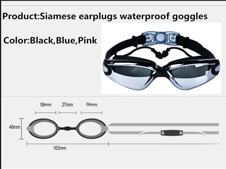 Adult swimming goggles swimming goggles high-definition防雾 men and women professional waterproof earplugs swimming goggles